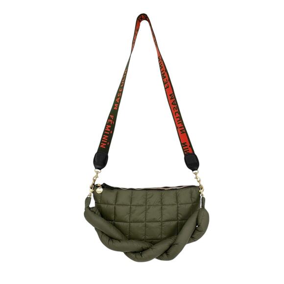 Clare V Handbags - CLARE V. Moyen Messenger Nylon Quilted Puffer in Army